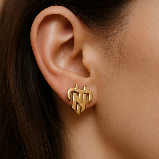 Haus Von Nobel™ TN® Logo Earrings – Gold-Plated Luxury Statement Jewelry